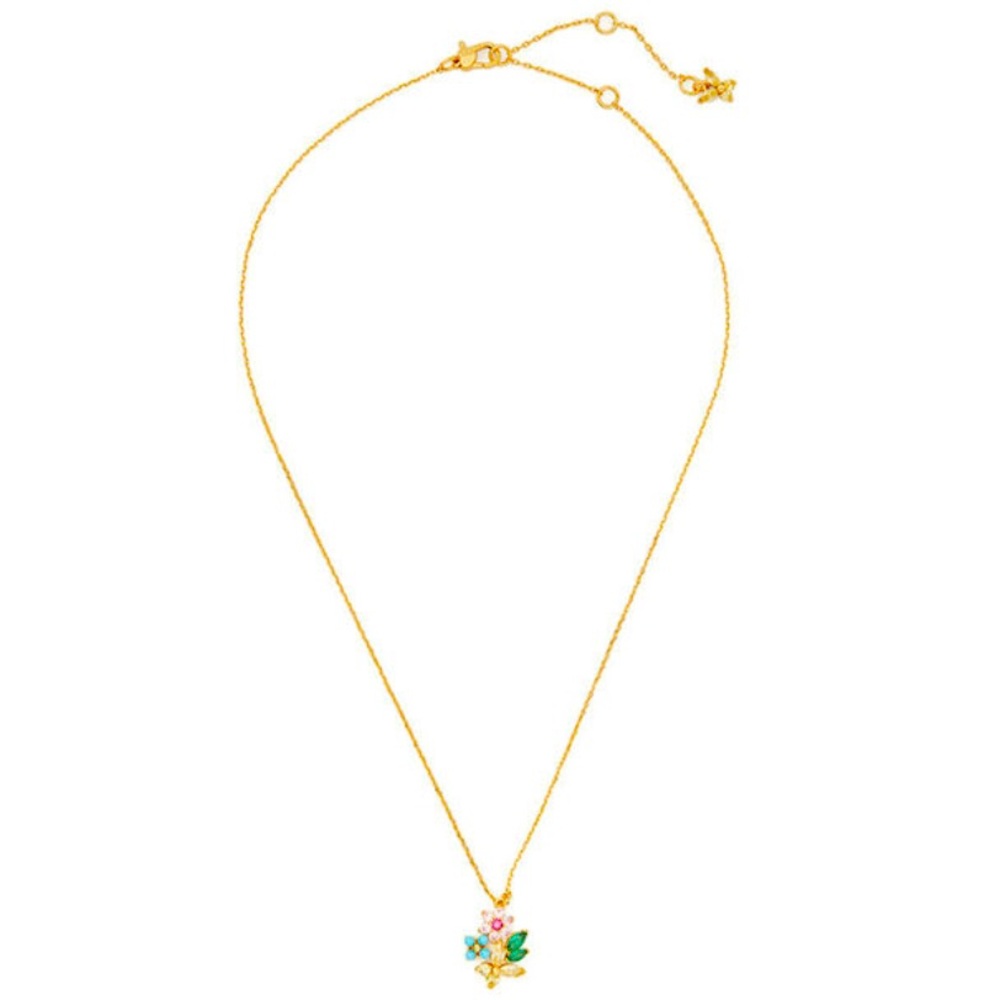 Kate Spade New Bloom Cluster Mini Pendant Necklace is 18k gold vermeil & CZ, NWT
